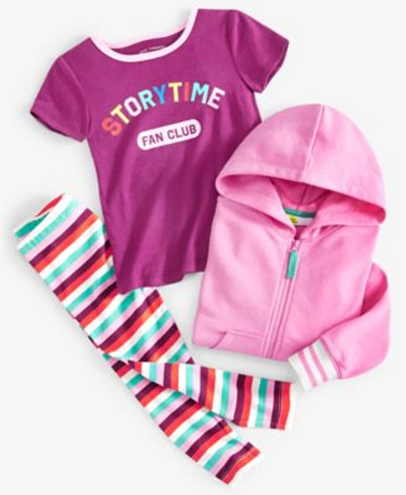 Epic Threads Toddler Girls French Terry Zip Hoodie Book Club Graphic T Shirt Stripe Full Length Leggings Created For Macys