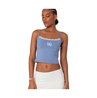 Edikted Women's Lucky Girl Lace Trim Tank Top