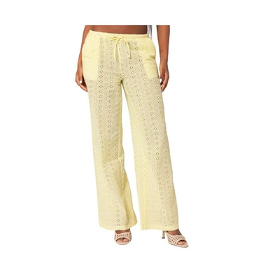 Edikted Women's Lemon Lacey Cotton Pants