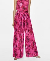 Mango Women's Pleated Floral Pants