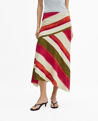 Mango Women's Striped Asymmetric Skirt
