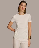 Donna Karan Women's Short Sleeve Ruched-Side Top