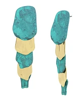 Robert Lee Morris Soho Turquoise Patina Petal Layered Linear Earrings