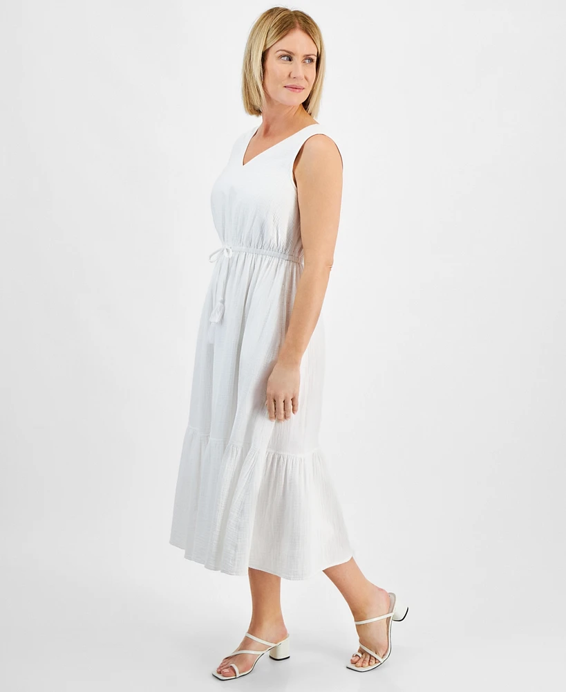 Style & Co Petite Drawstring-Waist Sleeveless Midi Dress, Created for Macy's