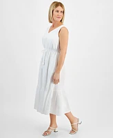 Style & Co Petite Drawstring-Waist Sleeveless Midi Dress, Created for Macy's