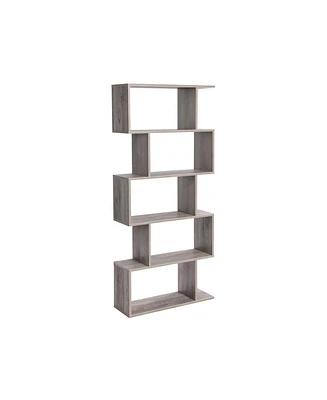 Slickblue Wooden Bookcase, 5-tier Display Shelf, Freestanding Decorative Storage Shelving Bookshelf