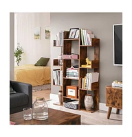 Slickblue Bookcase, Tree-shaped Bookshelf With Storage Shelves, Rounded Corners