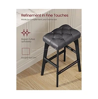 Set of 2 Counter Height Bar Stools with Tufted Buttons