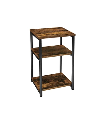 Slickblue Side Table, End Table With Storage Shelves, 3-tier Slim Tall