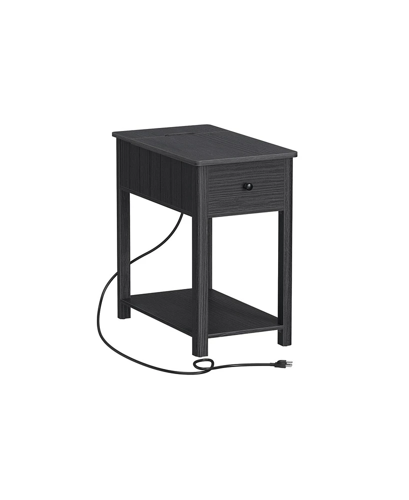 Slickblue Side Table with Charging Station, End Table with Usb Ports and Outlets, Nightstand with Storage