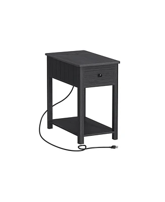 Slickblue Side Table with Charging Station, End Usb Ports and Outlets, Nightstand Storage