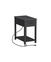 Slickblue Side Table with Charging Station, End Usb Ports and Outlets, Nightstand Storage