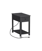 Slickblue Side Table with Charging Station, End Table with Usb Ports and Outlets, Nightstand with Storage