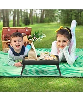 Slickblue Bed Tray Table with Wicker Folding Legs, Sofa Breakfast Tray, Serving Tray