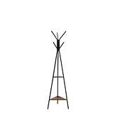 Slickblue Coat Rack Stand, Coat Tree, Hall Tree Free Standing, Industrial Style w/2 Shelves, For Clothes, Hat