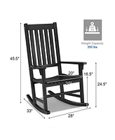 Gymax 2PCS Wood Rocking Chair Porch Rocker High Back Garden Seat Indoor Outdoor Black