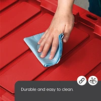Iris Usa 11.5Gal/46Qt 4 Pack All-Weather Heavy-Duty Stackable Storage Plastic Bin Tote Container with Quick Snap Lid (20" L x 15" W x 14" H) Black/Red
