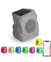 5 Core Outdoor Speakers Bluetooth Waterproof Linkable Tws 10W Rms Pool Patio Garden Wireless Subwoofer Outside Solar Rock Speaker w Rgb Light All Seas