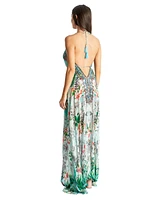 La Moda Clothing Women's Maxi Boho Art Halterneck Dress