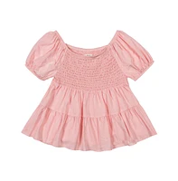 Derek Heart Big Girls Solid Smocked Bodice Top