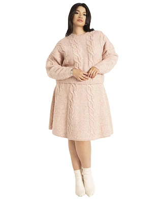 Eloquii Plus Size Flared Knit Mini Skirt - 14/16, Ash Rose