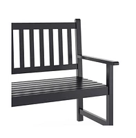 Merrick Lane Andover Indoor/Outdoor Patio Bench/Dual-Person Loveseat With Slatted Acacia Wood Design For Use Sunroom, Backyard, Porch, Or Garden