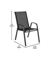 Merrick Lane Bardwell Piece Outdoor Dining Table Set For With Glass-Top Patio And Stack Chairs Flex Comfort Material