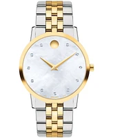 Movado Women's Swiss Museum Classic Diamond (1/20 ct. t.w.) Two Tone Stainless Steel Bracelet Watch 33mm