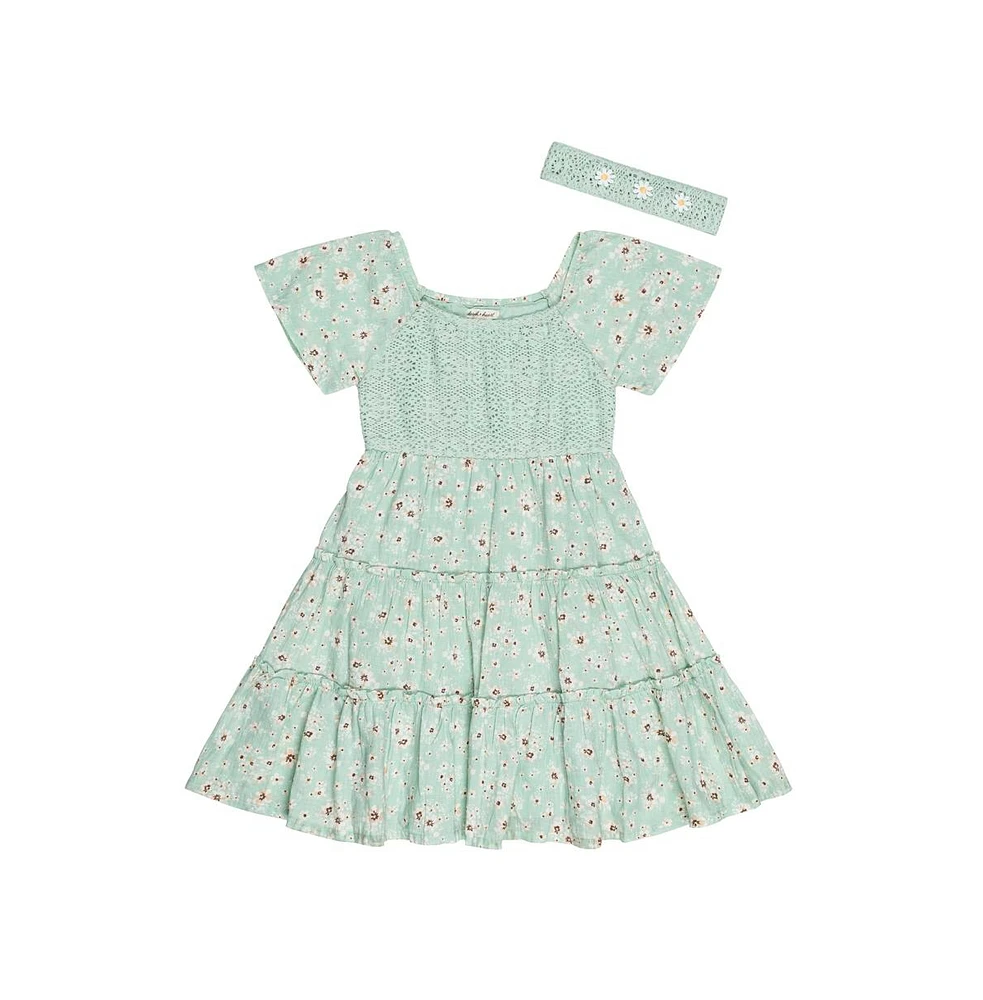 Derek Heart Little Girls Crochet Mix Dress