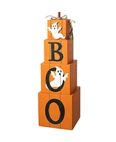 Glitzhome 25.5"H Halloween and Fall Wood Reversible Boxed Porch Decor