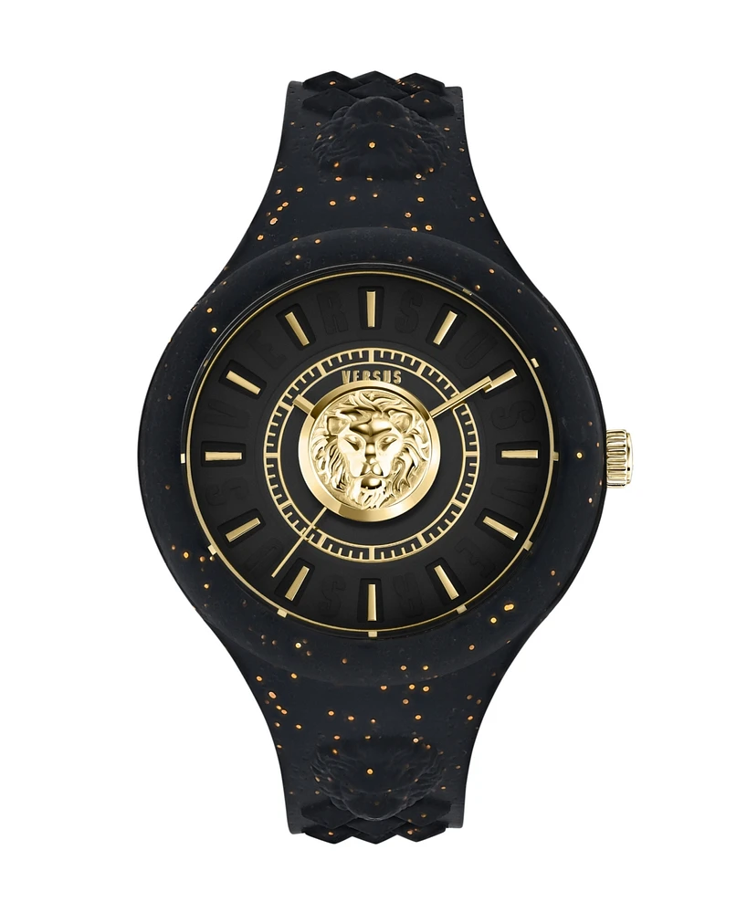 Versus Versace Women's Fire Island Lion Glitter Quartz Silicone Strap 39mm