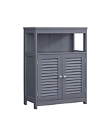 Slickblue Bathroom Storage Floor Cabinet Free Standing With Double Shutter Door And Adjustable Shelf