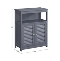 Slickblue Bathroom Storage Floor Cabinet Free Standing With Double Shutter Door And Adjustable Shelf