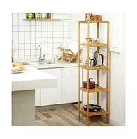 Slickblue 5-Tier Wicker Bathroom Shelf, Standing Kitchen Rack, for Narrow Spaces, Living Room