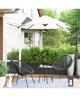 Slickblue 3-Piece Outdoor Seating Acapulco Chair, Modern Patio Furniture Set, Glass Top Table and 2 Chairs