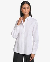 Karl Lagerfeld Women's Cotton Embellished Long-Sleeve Blouse