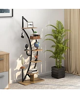 6-Tier 9 Potted Metal Plant Stand Holder Display Shelf with Hook