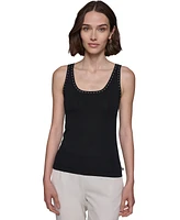 Karl Lagerfeld Women's Stitched Sleeveless Sweater-Knit Top