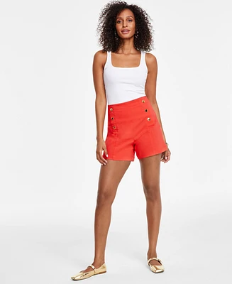 I.n.c. International Concepts Women's High-Rise Button-Trim Shorts, Created for Macy's