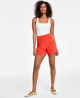 I.n.c. International Concepts Women's High-Rise Button-Trim Shorts, Created for Macy's