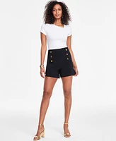 I.n.c. International Concepts Women's High-Rise Button-Trim Shorts, Created for Macy's