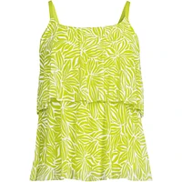 Lands' End Women's Chlorine Resistant Mesh Scoop Neck Tiered Tankini Swimsuit Top