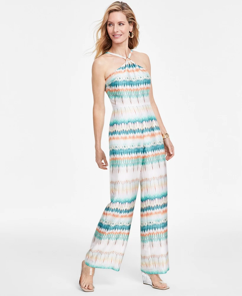 I.n.c. International Concepts Women's Tie-Dyed Halter Jumpsuit, Created for Macy's