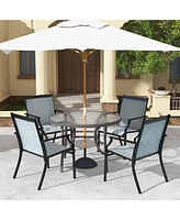 2 Piece Patio Dining Chairs Large Outdoor with Breathable Seat & Metal Frame