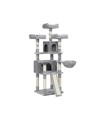 Slickblue Cat Tree, Cat Tower, Cat Condo w/Scratching Posts, Board, 2 Caves, 3 Plush Perches, Activity Center