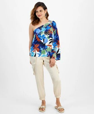 I.N.C. International Concepts Petite Printed One Shoulder Top Cargo Joggers Created For Macys