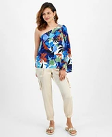 I.N.C. International Concepts Petite Printed One Shoulder Top Cargo Joggers Created For Macys