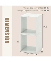 Costway 2PCS Stackable Storage Cube Free-standing Storage Organizer Bookcase for Bedroom