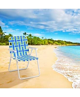 Gymax Set of 6 Patio Folding Web Chair Portable Beach Camping Red