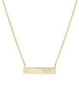 Lab-Grown White Sapphire Mom Bar 18" Pendant Necklace in 14k Gold-Plated Sterling Silver